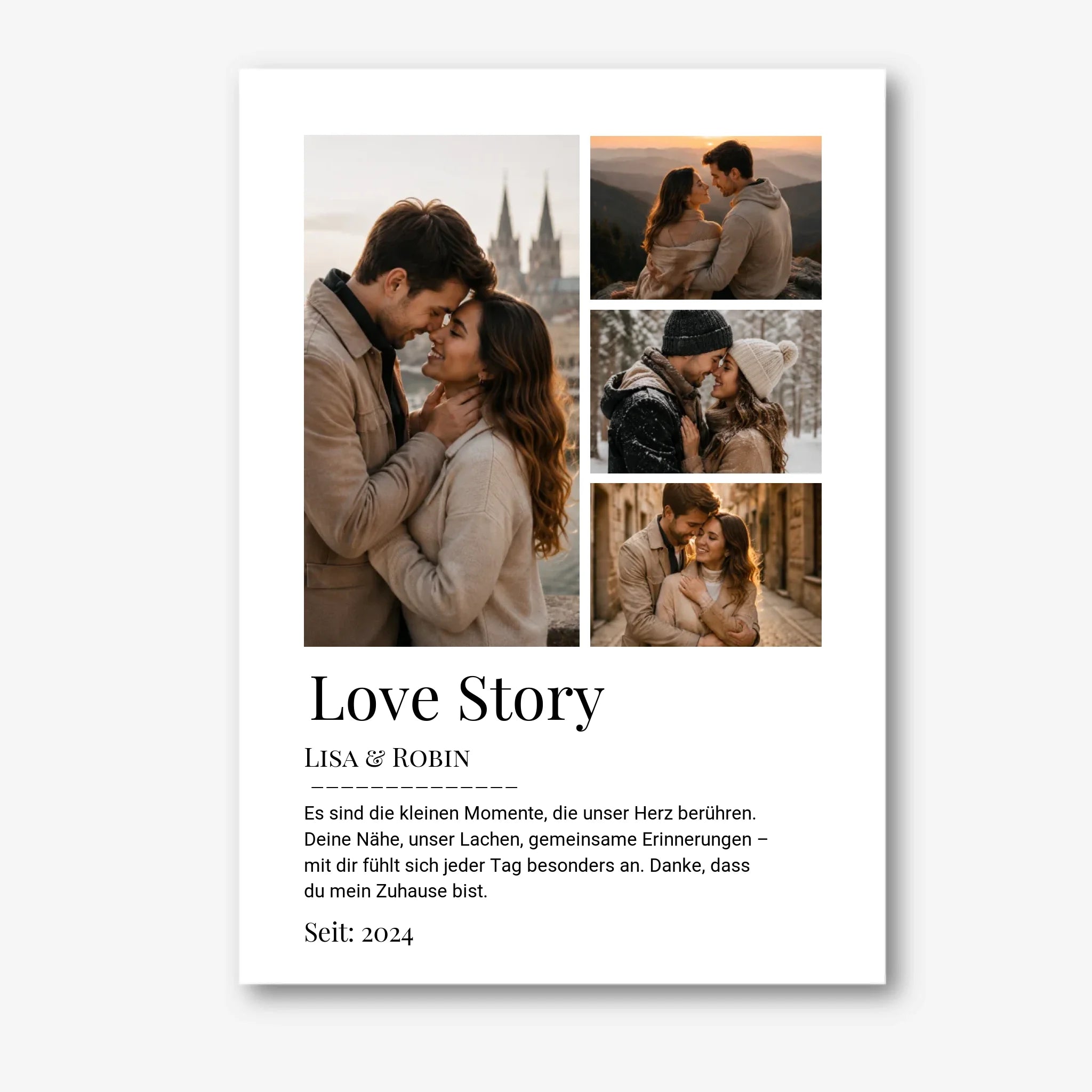 Personalisiertes Poster – Geschenk mit 4 Fotos, Namen & persönlicher Nachricht