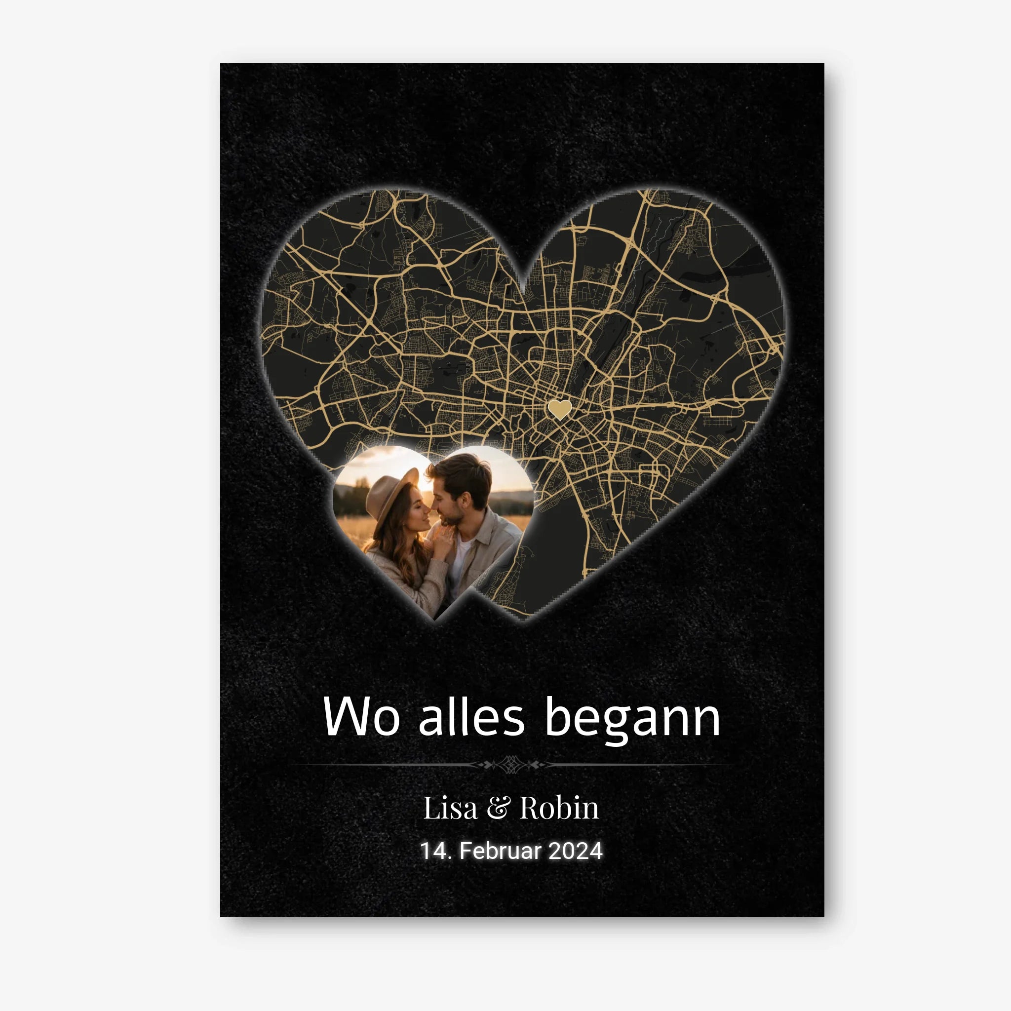 Personalisiertes Herzkarten-Poster – A4 Geschenk mit Foto, Namen & Datum