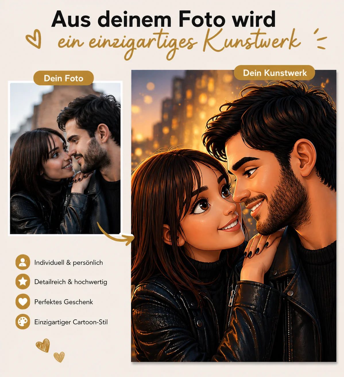 Cartoon Love - Cartoon 3D Effekt im Comic Style - Personalisierte Poster