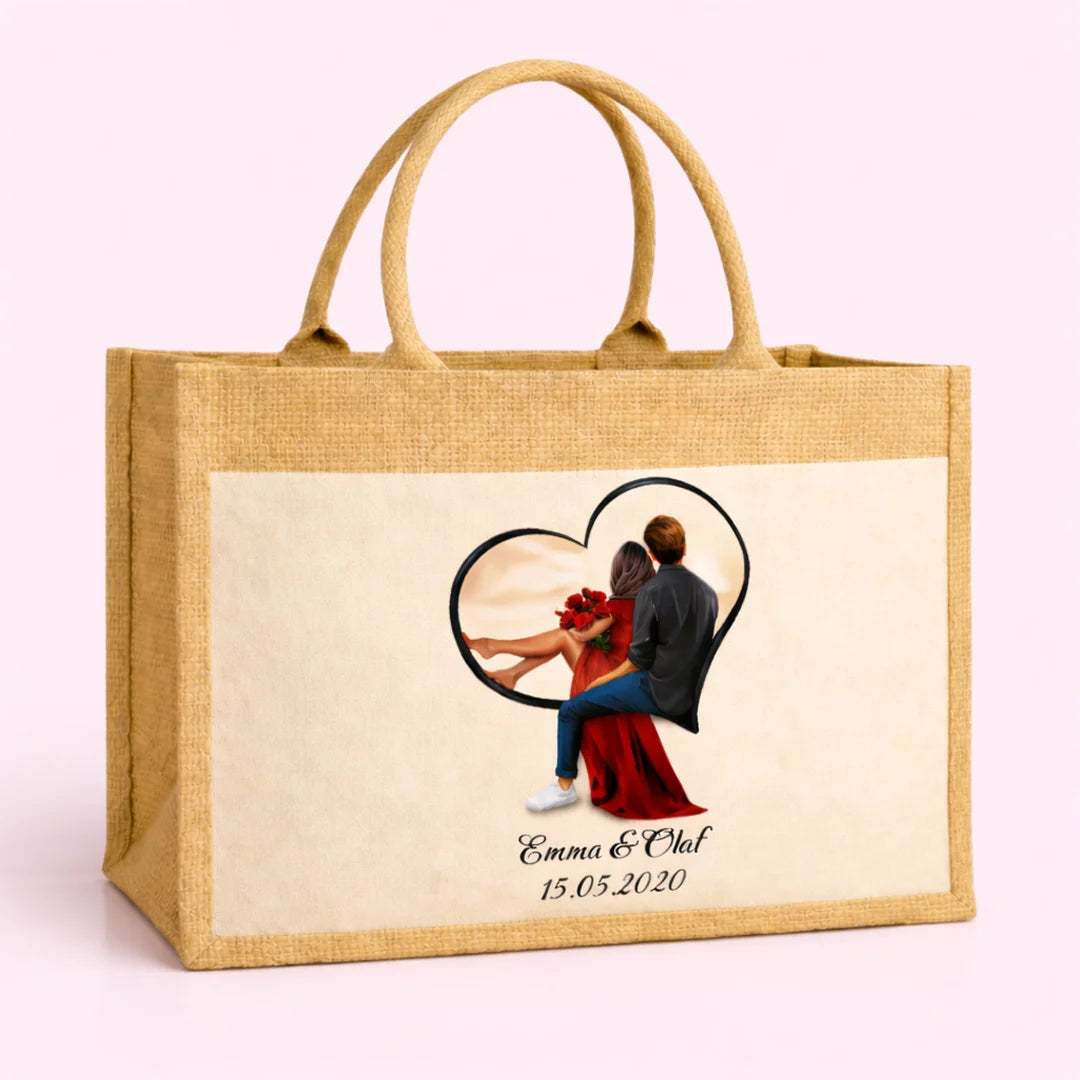 Blühende Liebe – Personalisiertes Jute Tasche