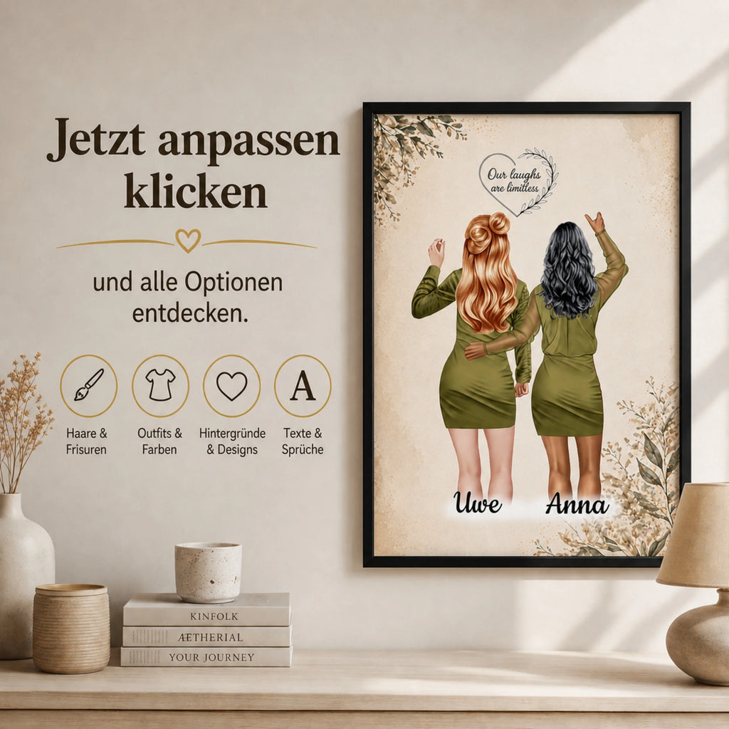Beste Freundinnen & Schwester Personalisierte Poster