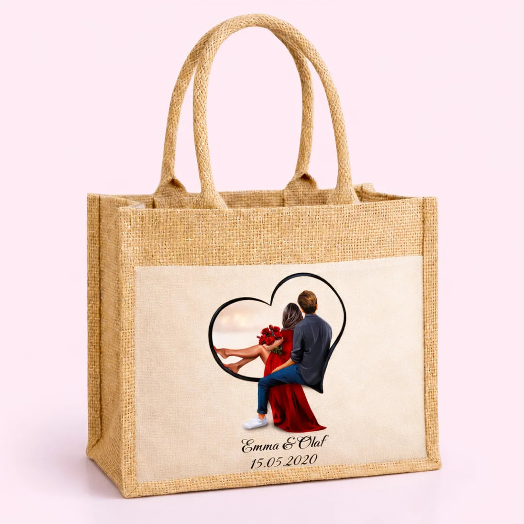 Blühende Liebe – Personalisiertes Jute Tasche