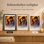 Personalisiertes Buntglas-Porträt mit Rahmen in Weiß, Schwarz oder Eiche