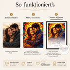 Personalisiertes Buntglas-Porträt gestalten – Foto hochladen, Namen und Datum eingeben