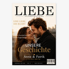 Personalisiertes Fotoposter im Magazin-Stil mit großem Foto, Namen, Datum und Anlass