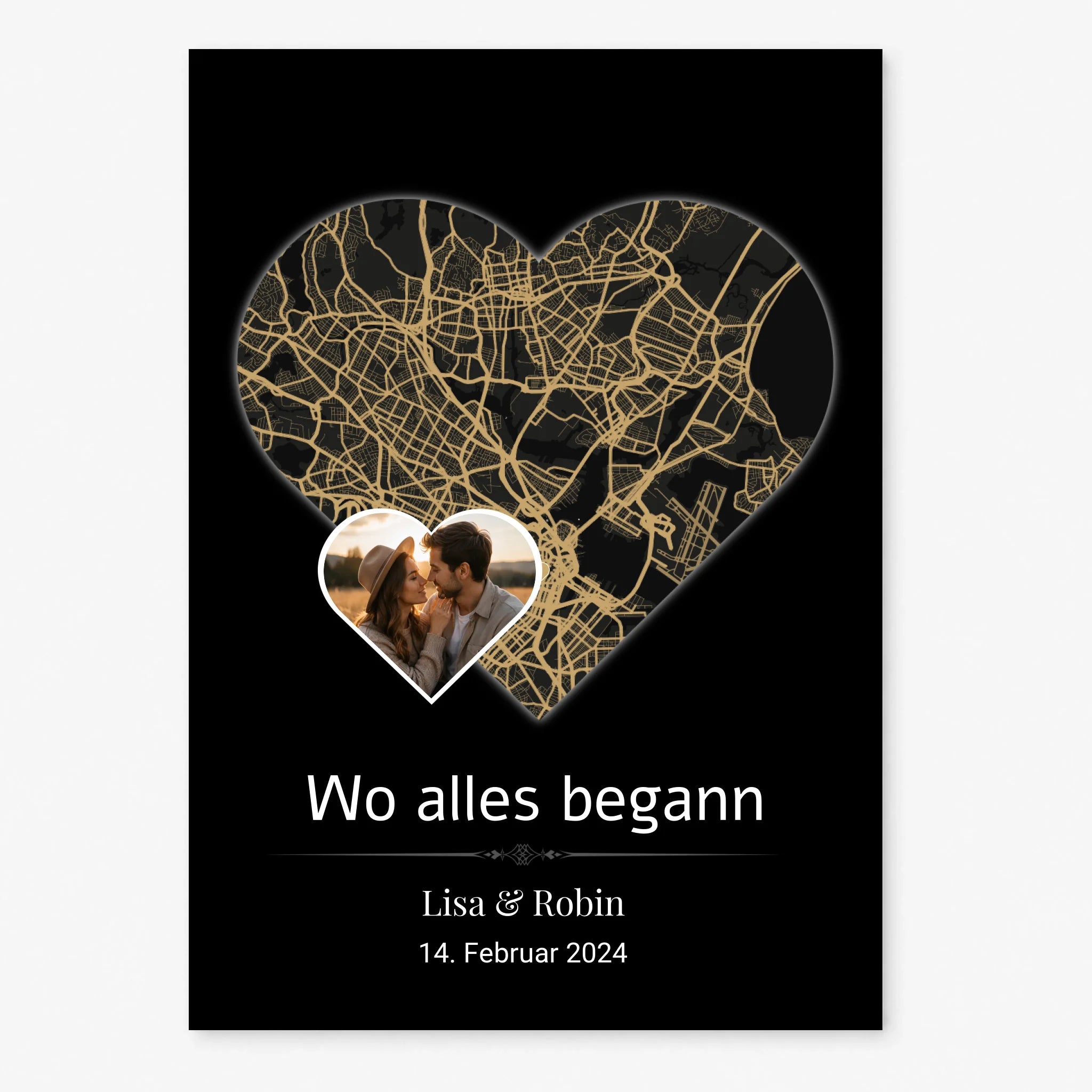 Personalisiertes Fotoposter im Magazin-Stil mit großem Foto, Namen, Datum und Anlass