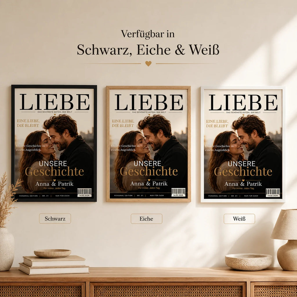 Personalisiertes Fotoposter mit Rahmen in Weiß, Schwarz oder Gold
