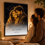 Personalisiertes Golden-Line-Art-Poster mit Sternenhimmel, Namen und Datum