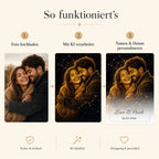 Personalisiertes Golden-Line-Art-Poster gestalten – Foto hochladen, Namen und Datum eingeben