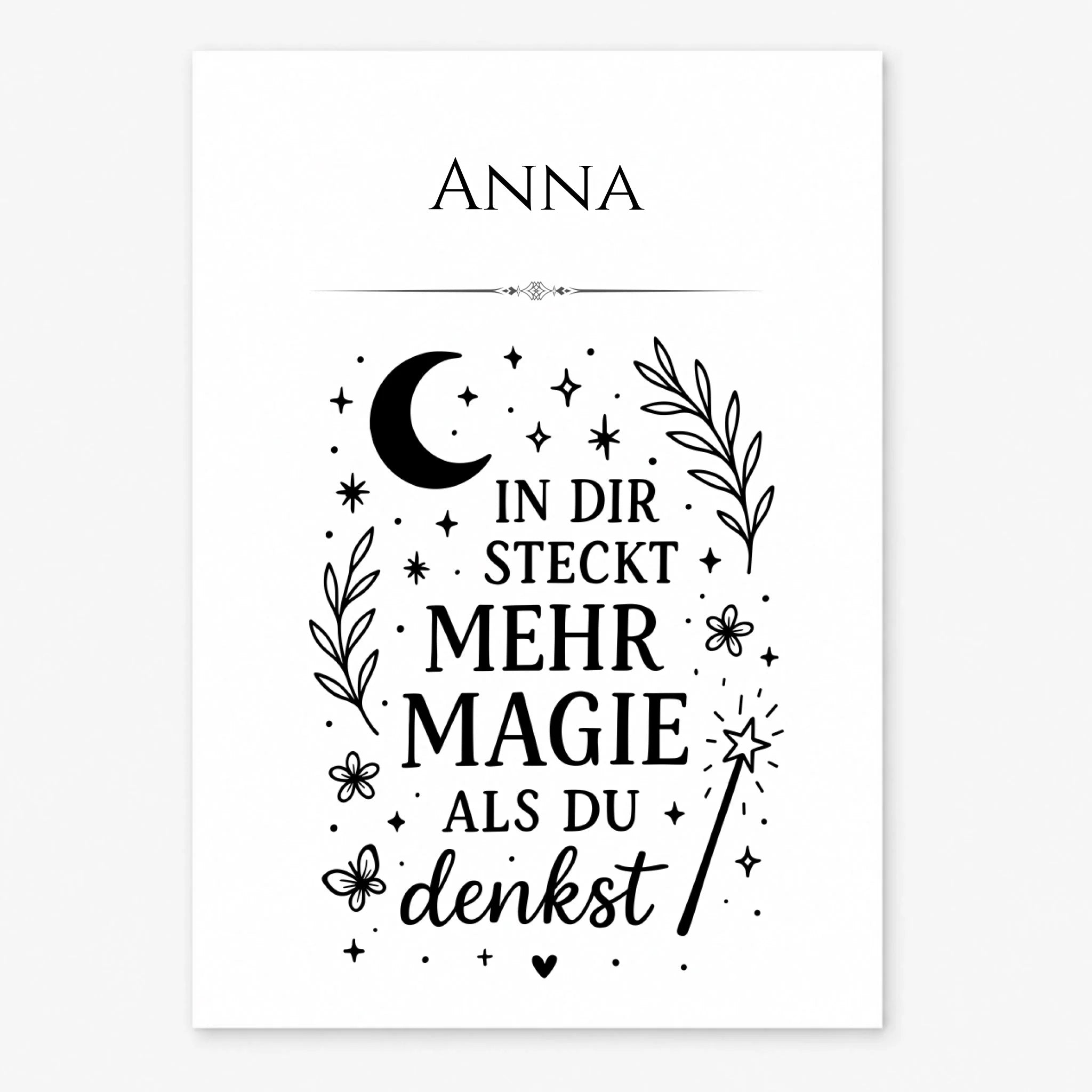 Personalisiertes Poster mit Namen und positivem Spruch