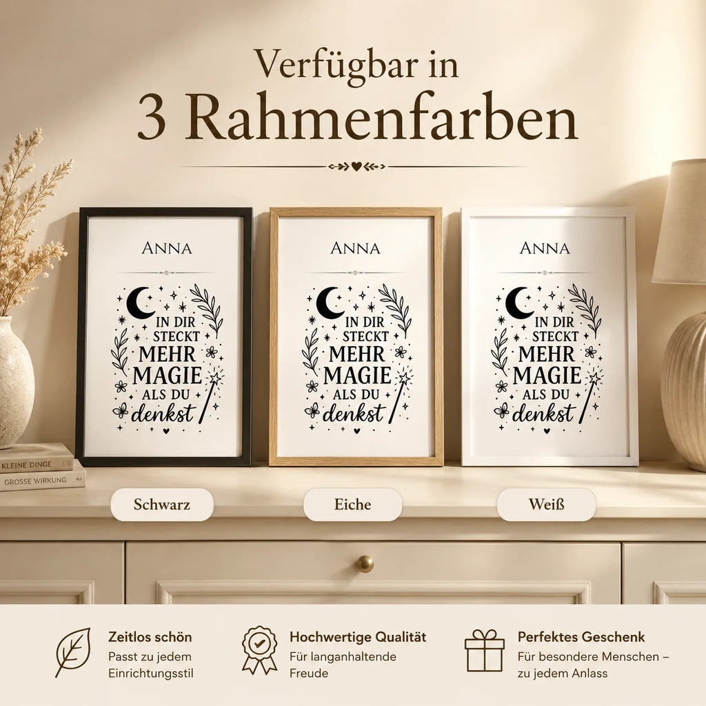 Personalisiertes Mutmacher-Poster mit Rahmen in Weiß, Schwarz oder Eiche
