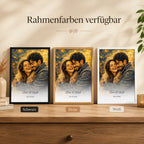 Personalisiertes Öl-Gemälde-Porträt mit Rahmen in Weiß, Schwarz oder Eiche