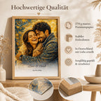 Personalisiertes Öl-Gemälde-Porträt gerahmt an der Wand im Wohnzimmer