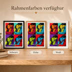 Personalisiertes Pop-Art-Poster mit Rahmen in Weiß, Schwarz oder Eiche