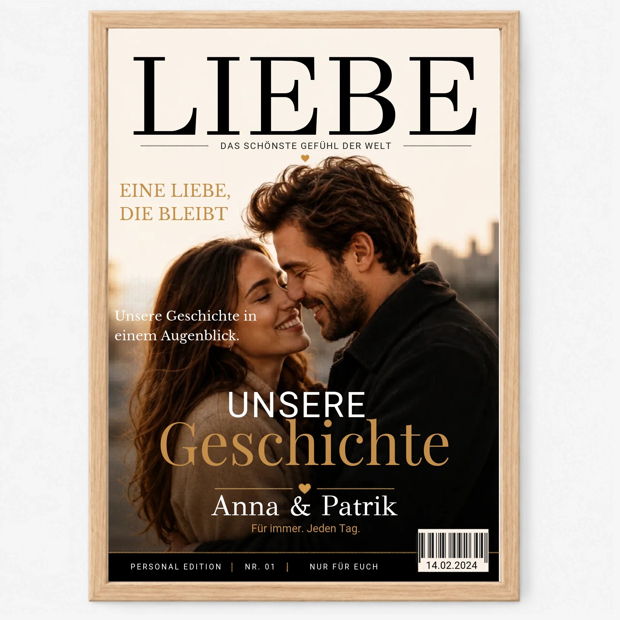 Personalisiertes Fotoposter im Magazin-Stil – Foto, Namen, Datum & Anlass