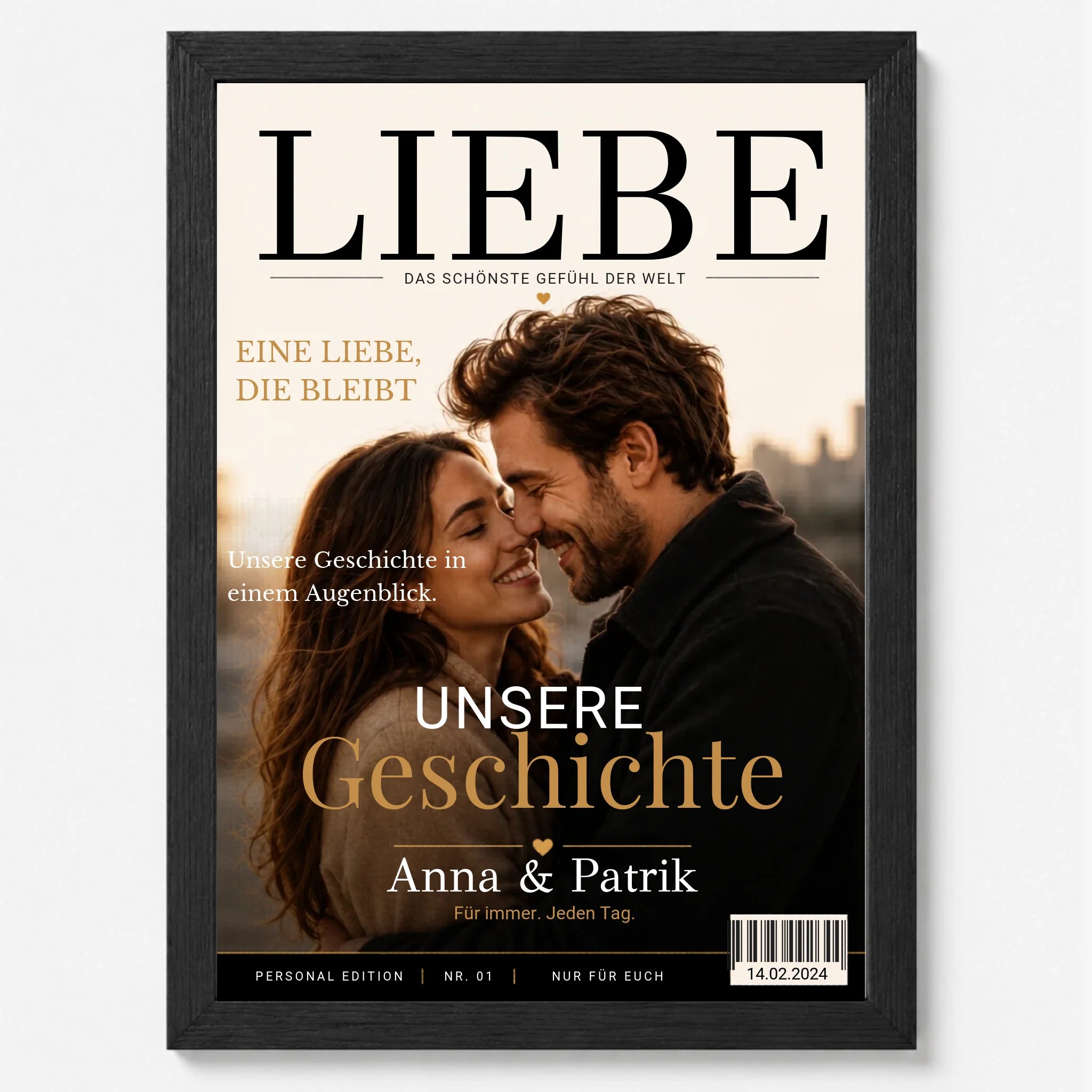 Personalisiertes Fotoposter im Magazin-Stil – Foto, Namen, Datum & Anlass