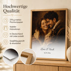 Personalisiertes Royal-Porträt gerahmt an der Wand im Wohnzimmer